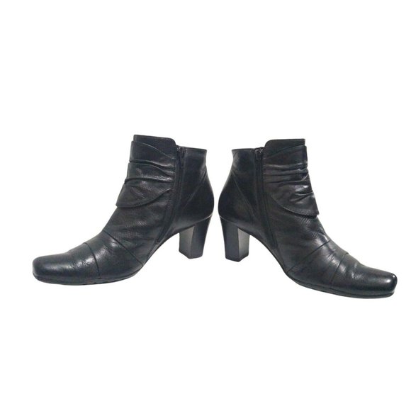 Paul Green Womens Handmade Black Leather Ankle Booties Chunky Heel US 6 UK 3.5 - Picture 6 of 12